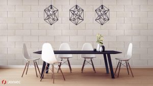 Simple of Working and Dining set Modern / 3D render image