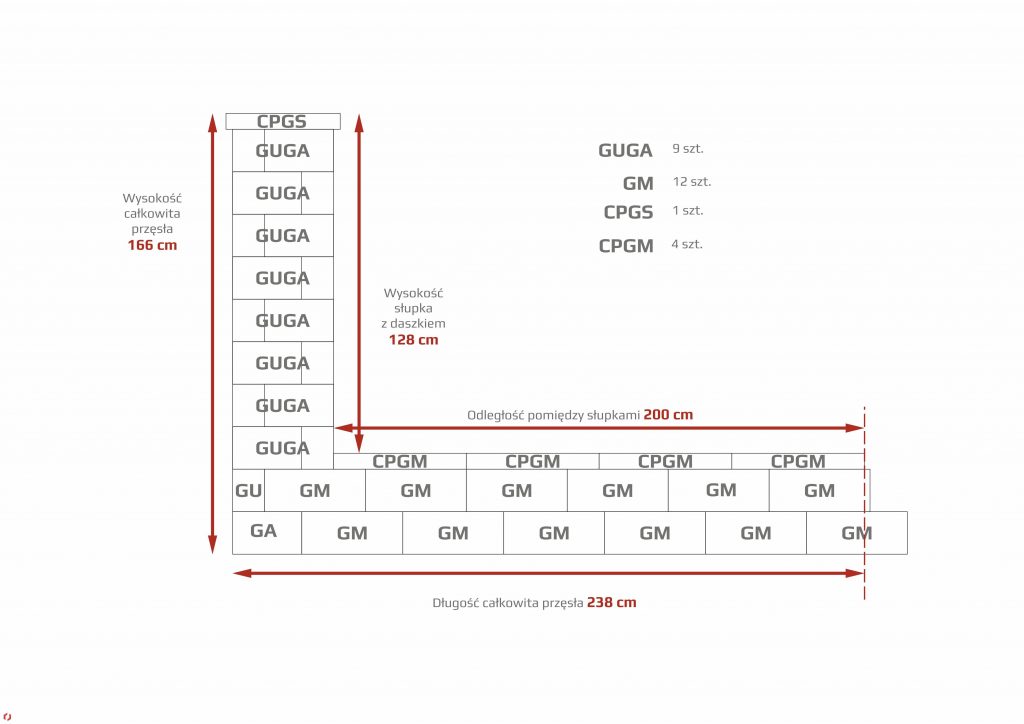 GORC GL22 - wąski słupek + wąska podmurówka